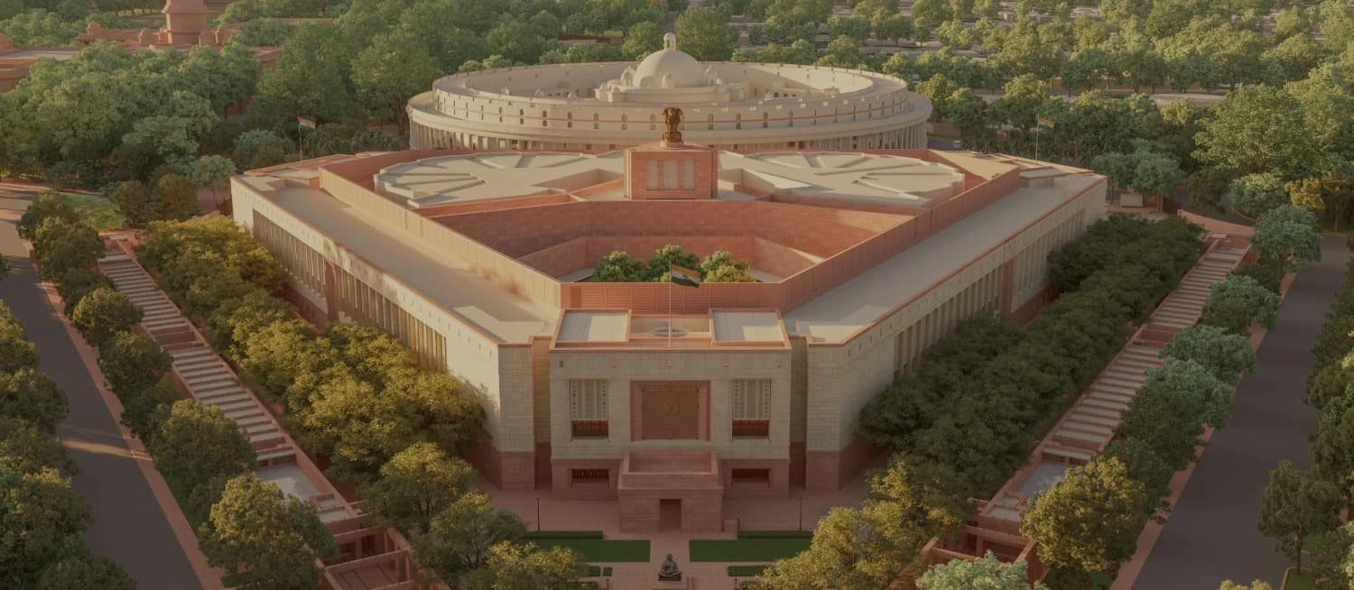 New Indian Parliament Building Inside Golden